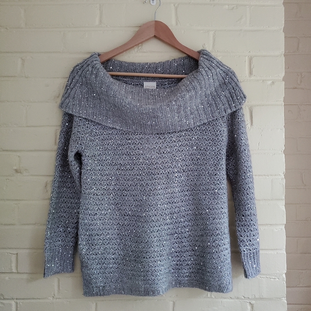 NWT Chico's Grey Cowl Neck Sweater Small
